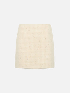 Woman wooly tweed white skirt Katrine with sequins