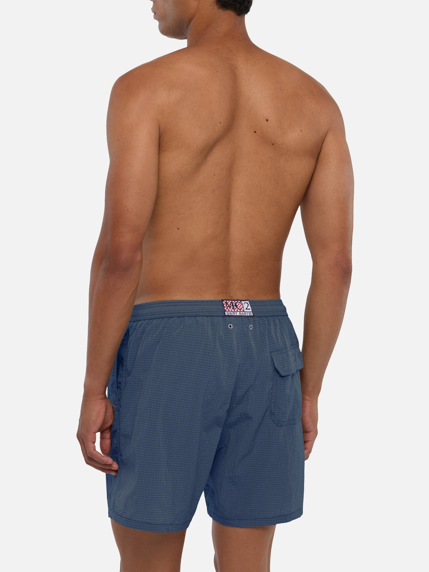 Mid-length swim shorts Katch in navy blue ripstop fabric