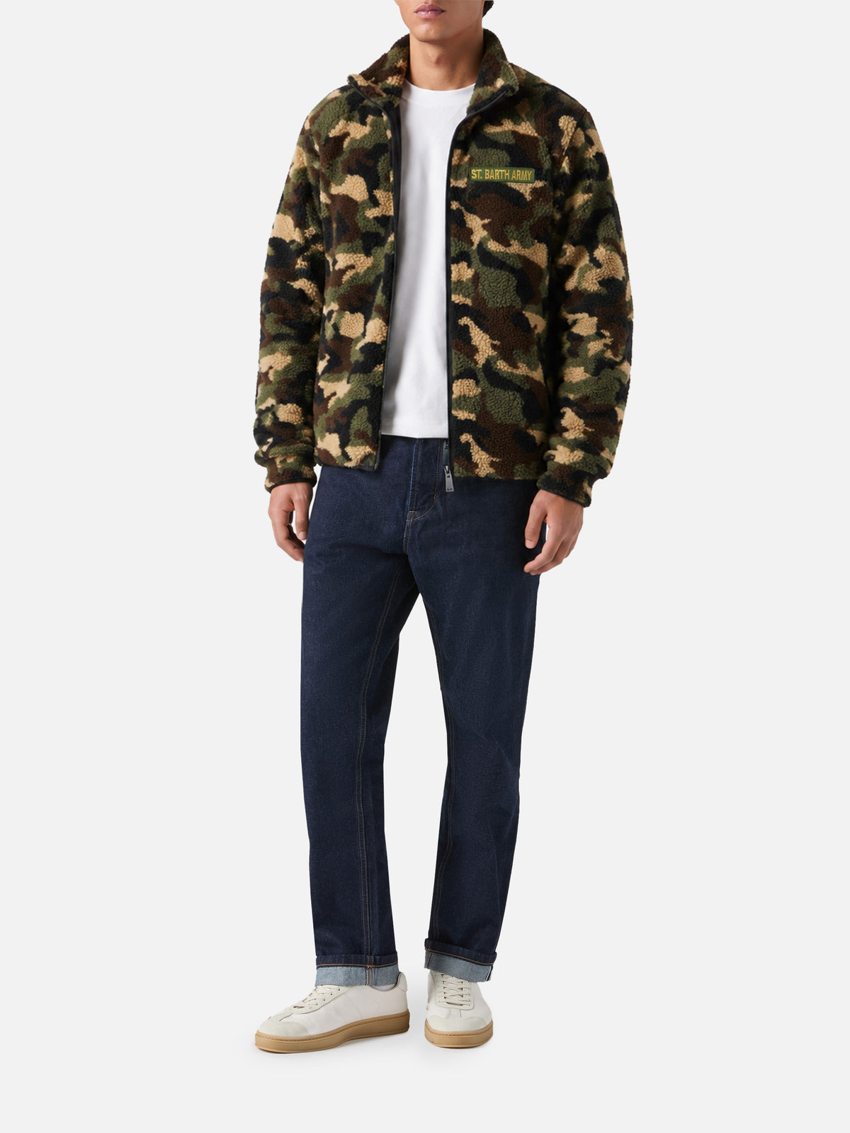 Giacca Keystone camouflage in sherpa con patch St. Barth Army