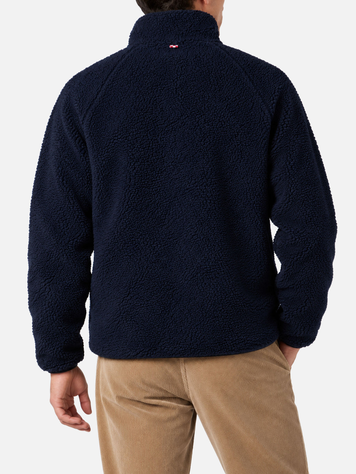 Giacca Keystone blu in sherpa con tasche a quadri
