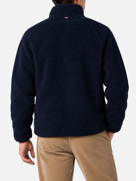 Giacca Keystone blu in sherpa con tasche a quadri