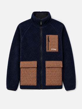 Giacca Keystone blu in sherpa con tasche a quadri