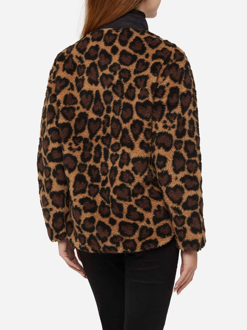 Teddy-fleece jacket Keystone with leopard print