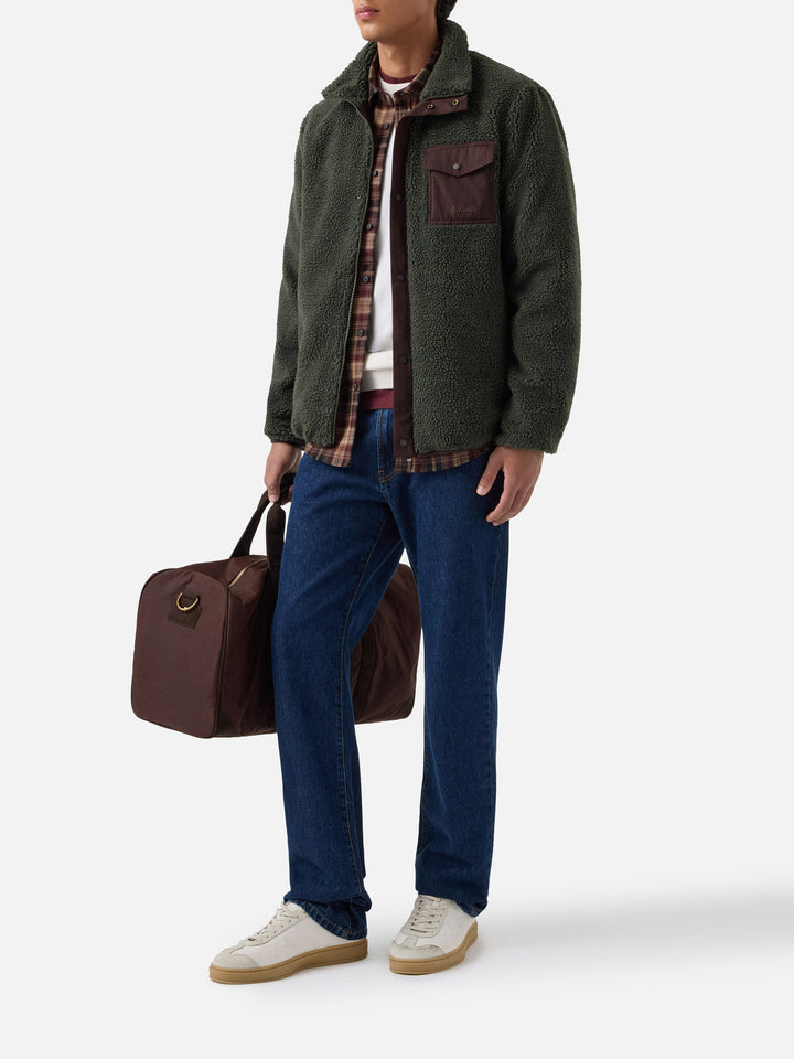 Chaqueta teddy Keystone verde militar con cierre de cremallera 