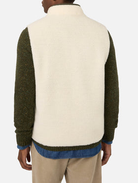 Gilet teddy Keystone Off white avec fermeture zippée 
