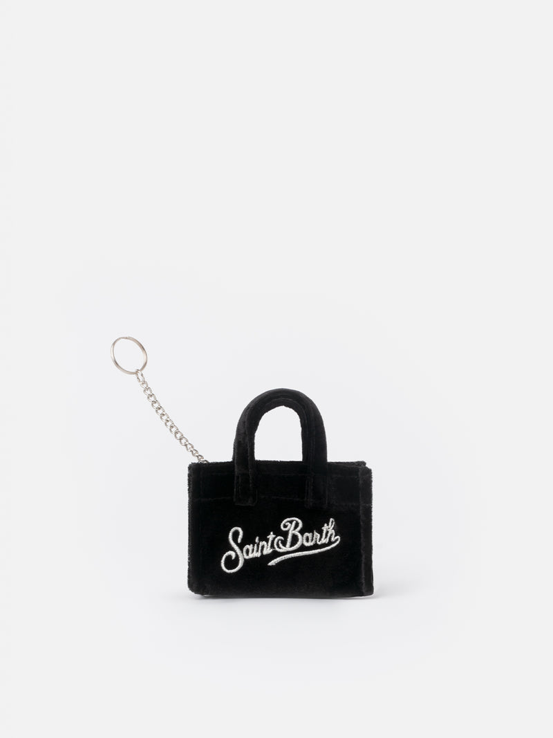 Black velvet fabric Key Holder with logo embroidery