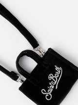 Black velvet fabric Key Holder with logo embroidery