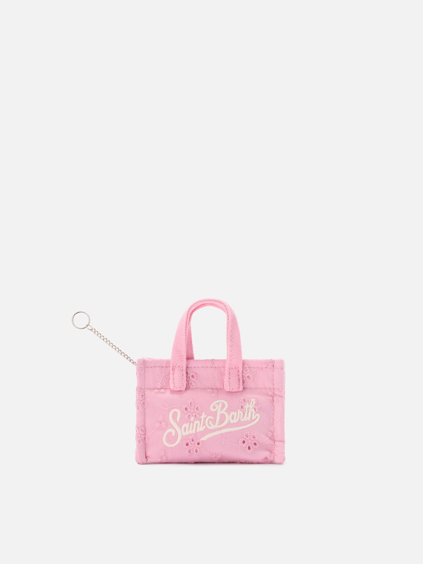 Sangallo cotton mini bag–shaped keychain with printed logo