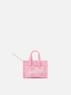 Sangallo cotton mini bag–shaped keychain with printed logo