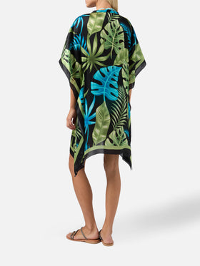 Seidenkaftan Khalida mit tropischem Muster