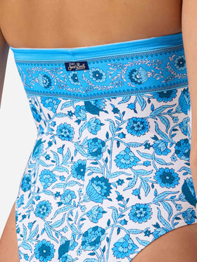 Maillot de bain une-pièce bandeau Khyra à imprimé batik floral 