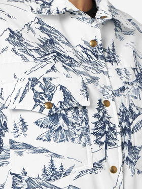 Chaqueta acolchada ligera Kimmy con estampado toile de jouy azul 