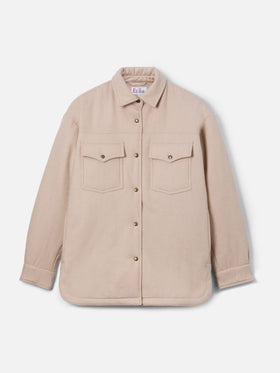 Woman wooly jacket with Saint Barth rhinestones print