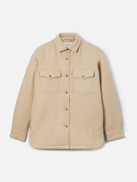 Woman wooly jacket with Saint Barth rhinestones print