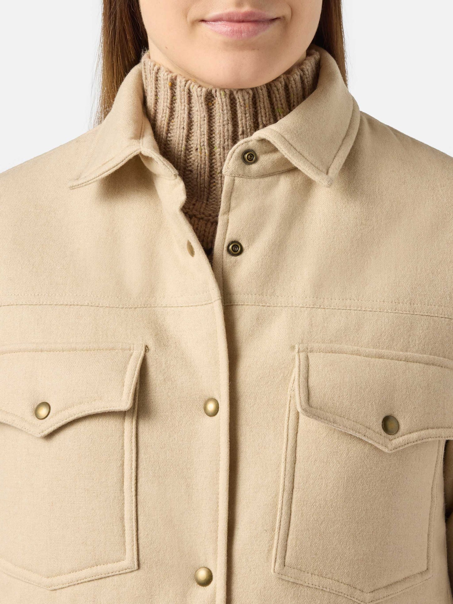 Woman wooly jacket with Saint Barth rhinestones print