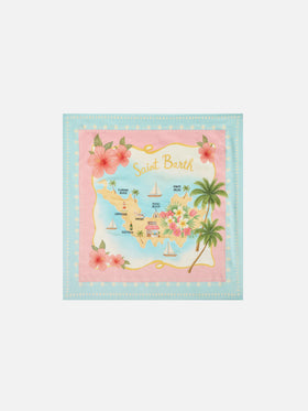 Kitana pure silk foulard with St. Barth map print