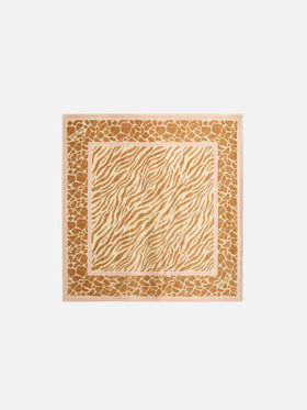 Foulard Kitana in seta con stampa animalier beige