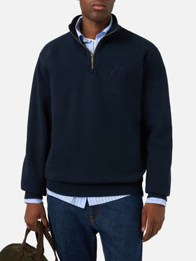 Felpa Kenneth blu navy in cotone con monogramma SB Legacy