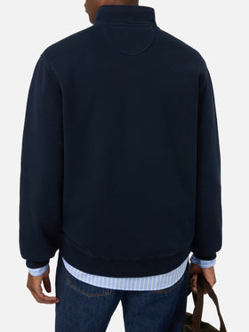 Felpa Kenneth blu navy in cotone con monogramma SB Legacy