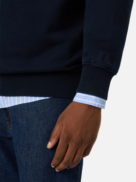 Felpa Kenneth blu navy in cotone con monogramma SB Legacy