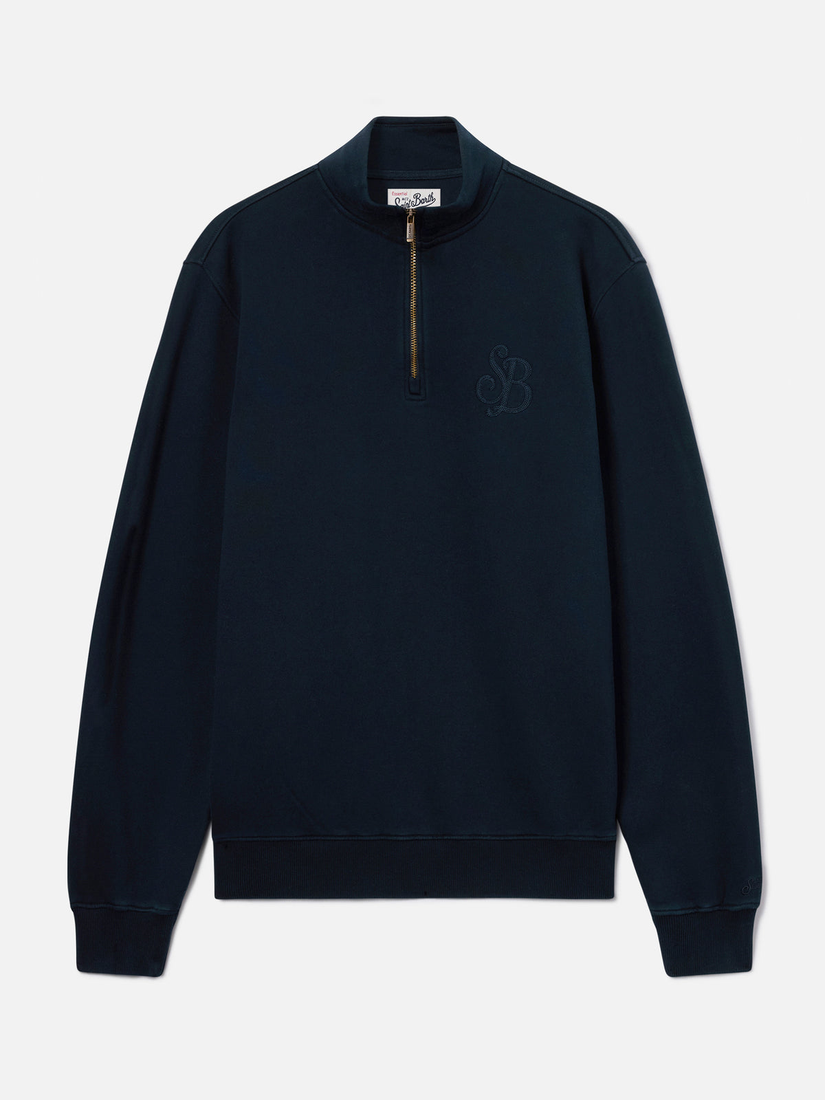 Felpa Kenneth blu navy in cotone con monogramma SB Legacy