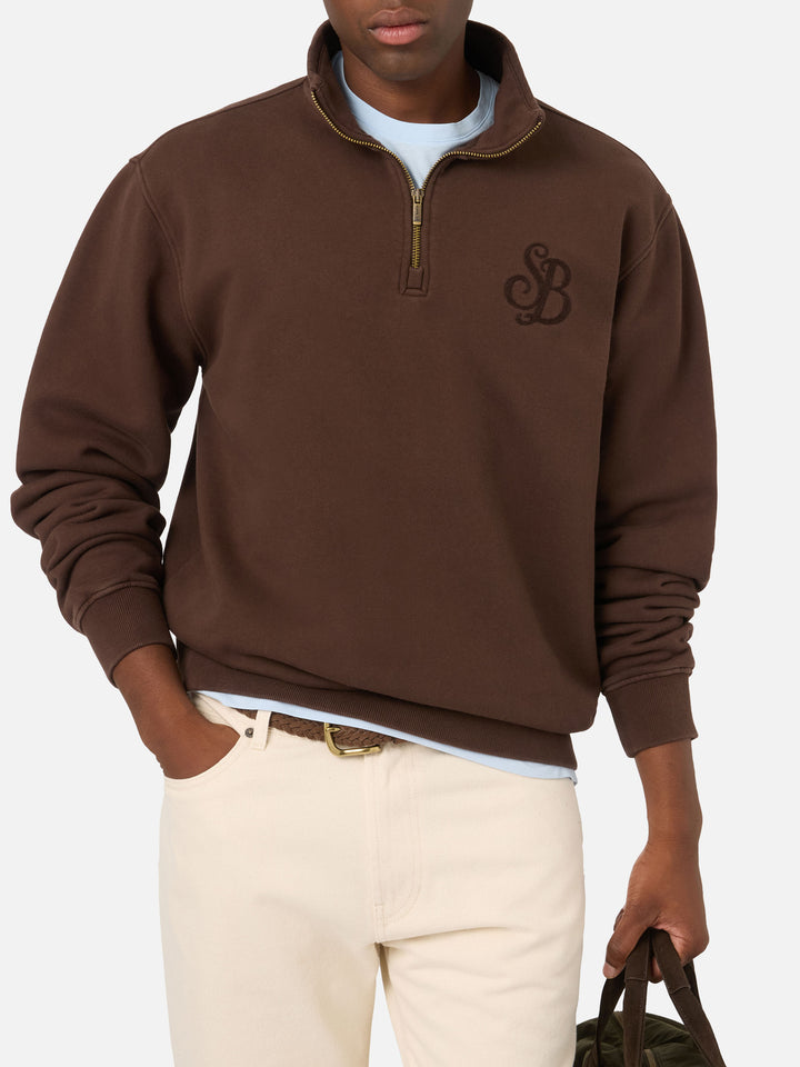 Brown Kenneth cotton sweatshirt with SB Legacy monogram