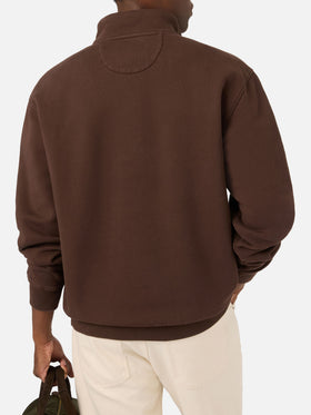 Felpa Kenneth marrone scuro in cotone con monogramma SB Legacy