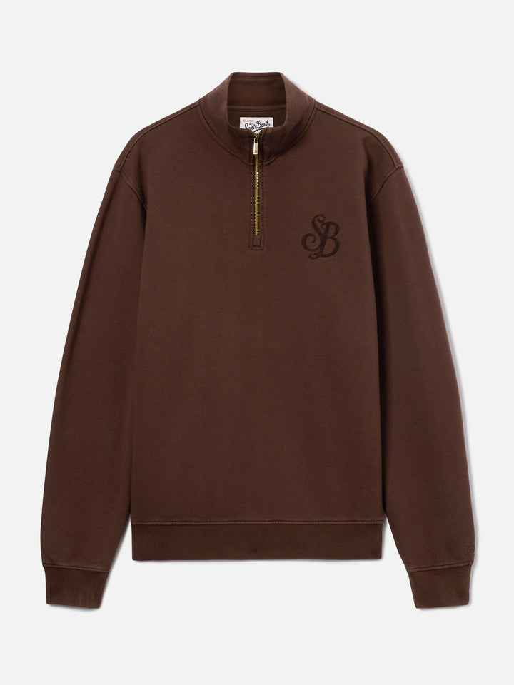 Brown Kenneth cotton sweatshirt with SB Legacy monogram