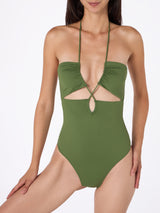 Military green cutout one piece swimsuit Kinsley