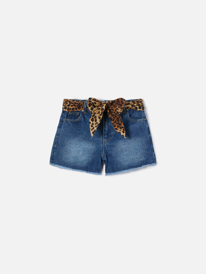 Shorts de algodón Kiko Jr con detalles de leopardo 