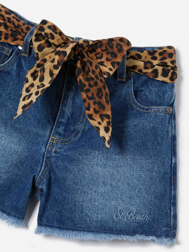 Shorts de algodón Kiko Jr con detalles de leopardo 