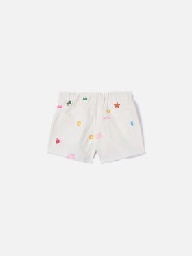 Kiko Jr Cotton shorts with multicolor embroidery