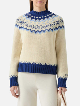 Kyla wool sweater with fair-isle jacquard and Apres Ski Lover embroidery