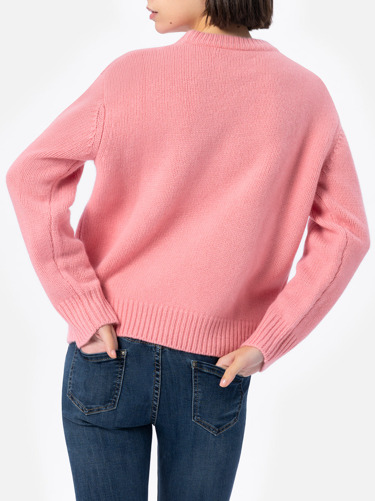 Woman pink fair isle sweater Kyla with Apres Ski jacquard - MC2 Saint Barth