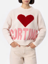 Woman white fair isle sweater Kyla with Cortina print