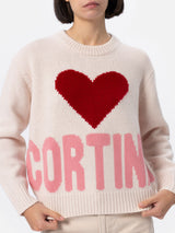 Woman white fair isle sweater Kyla with Cortina print