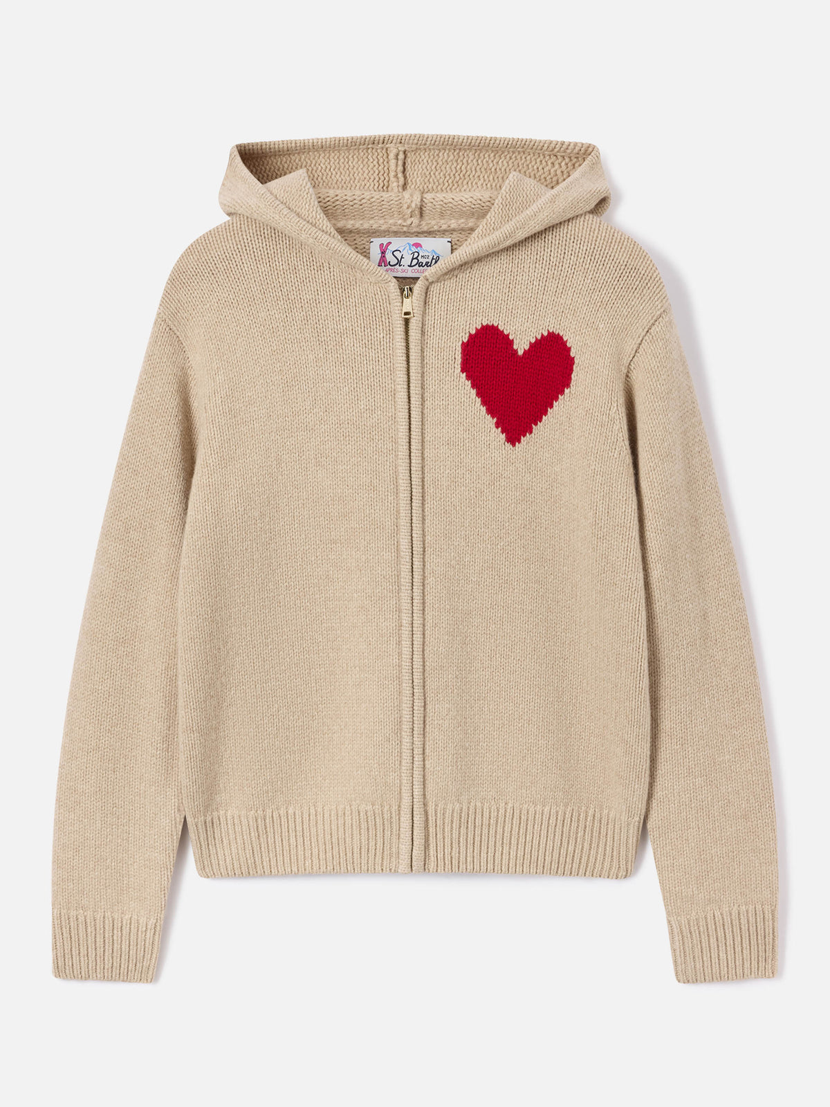 Hoodie en maille de laine Kyla beige avec intarsia St. Barth 