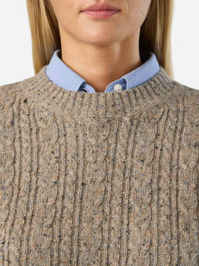 Jersey de cuello redondo Greige Lalia en mezcla de lana Donegal 