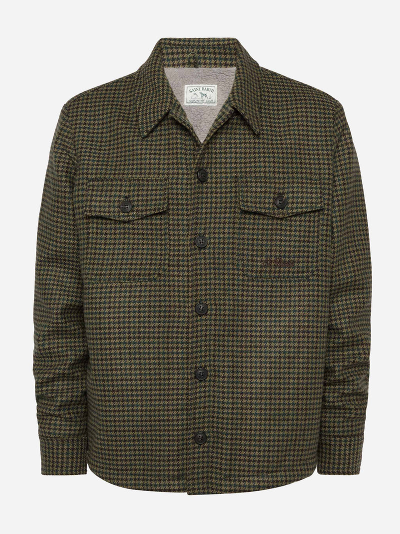 Man wool blend overshirt Landeck with pied de poule print