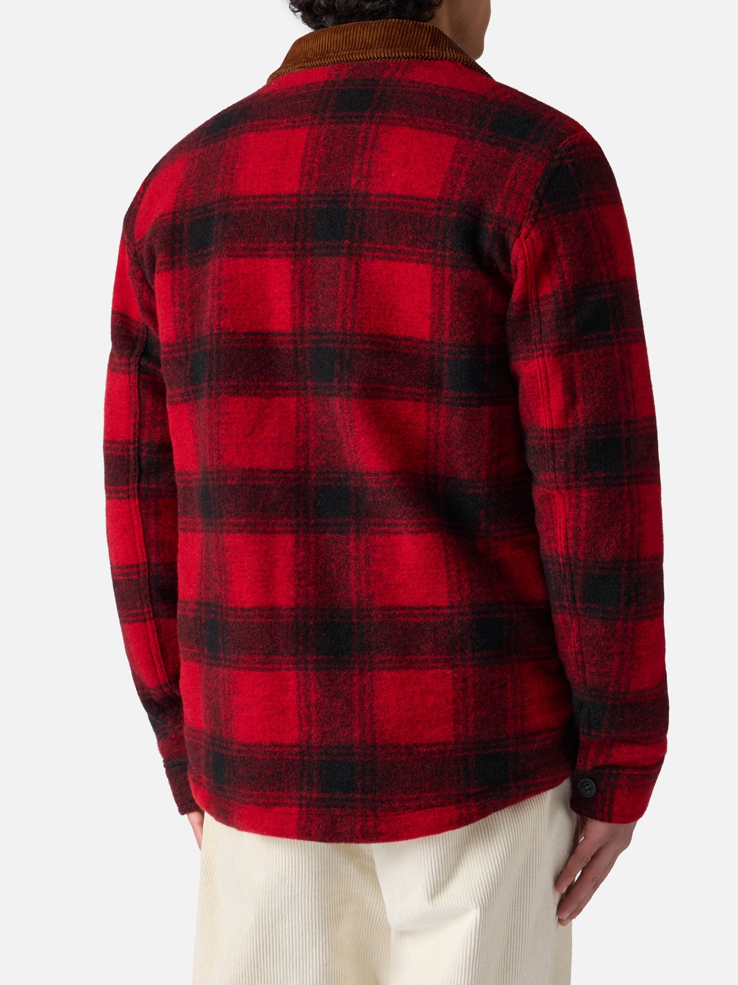 Man wool blend overshirt Landeck with tartan print