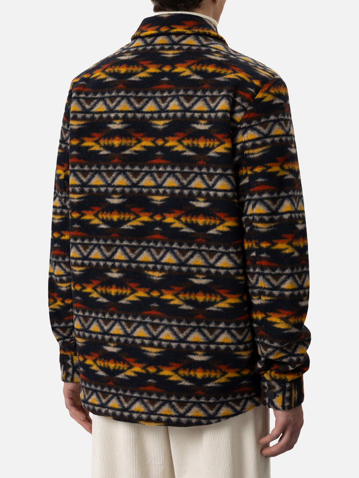 Camicia overshirt da uomo in misto lana Landeck con stampa a quadri Navajo