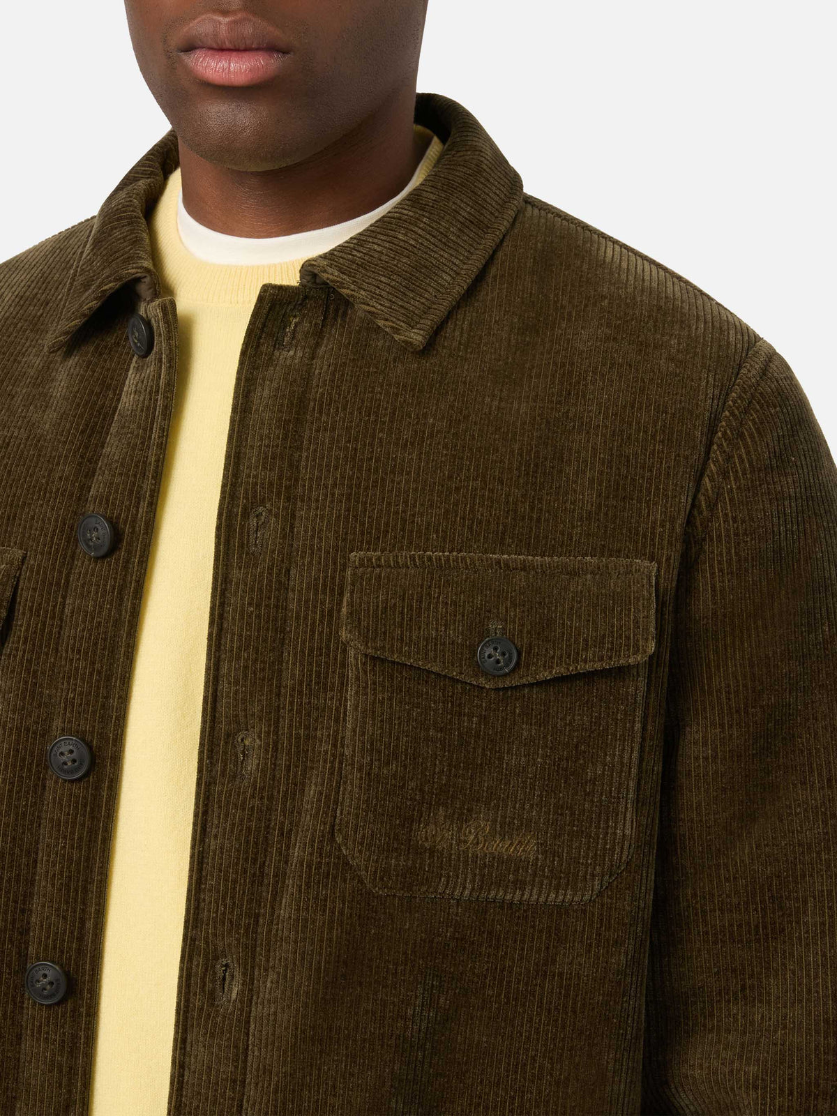 Landeck Overshirt aus Cord in Military Green mit Teddy-Futter 
