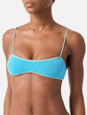 Top de bikini bralette Lurex Laryn con ribetes 