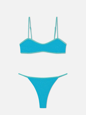 Bikini brassière Laryn Jodene en lurex à encolure dégagée avec passepoil 
