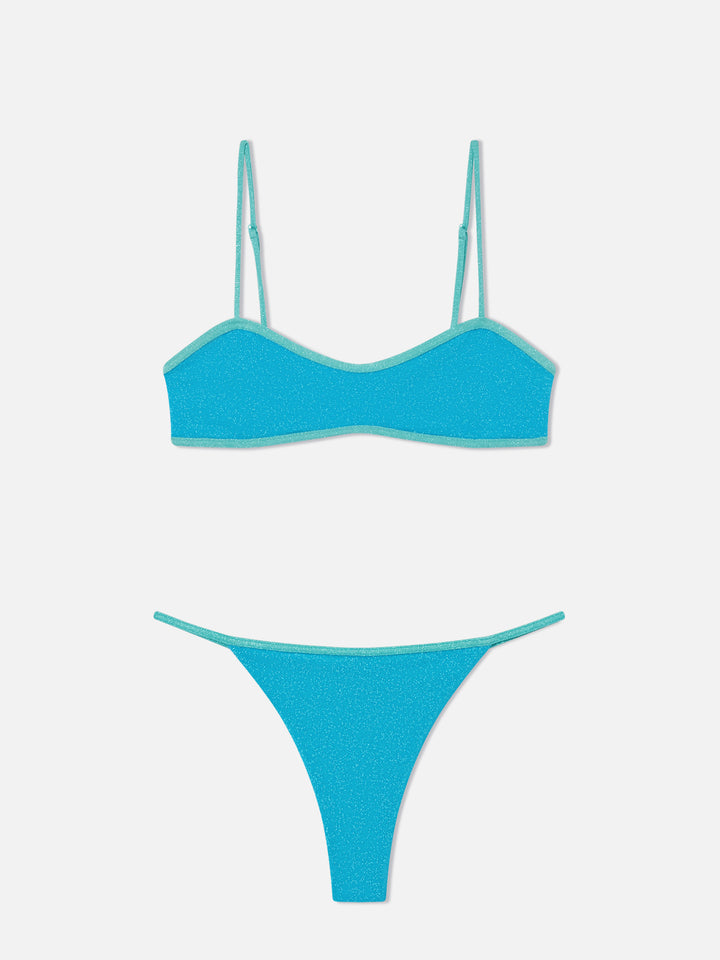 Laryn Jodene lurex scoop bralette bikini with piping