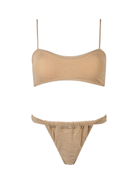 Bikini-Badeanzug mit U-Ausschnitt aus Lurex für Damen Laryn Noelle