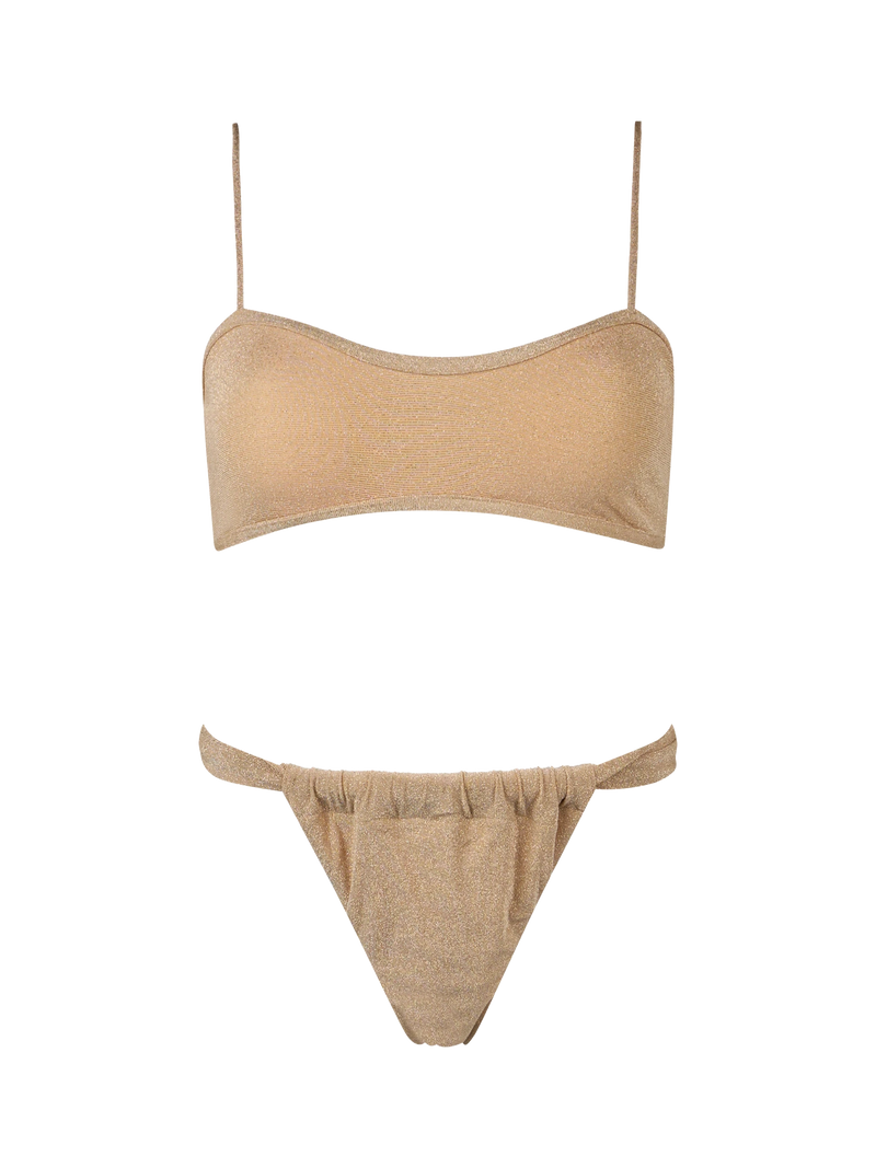 Woman lurex scooped bikini swimsuit Laryn Noelle