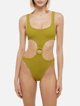 Costume intero cut-out Laurel in crinkle pistacchio