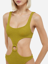 Costume intero cut-out Laurel in crinkle pistacchio