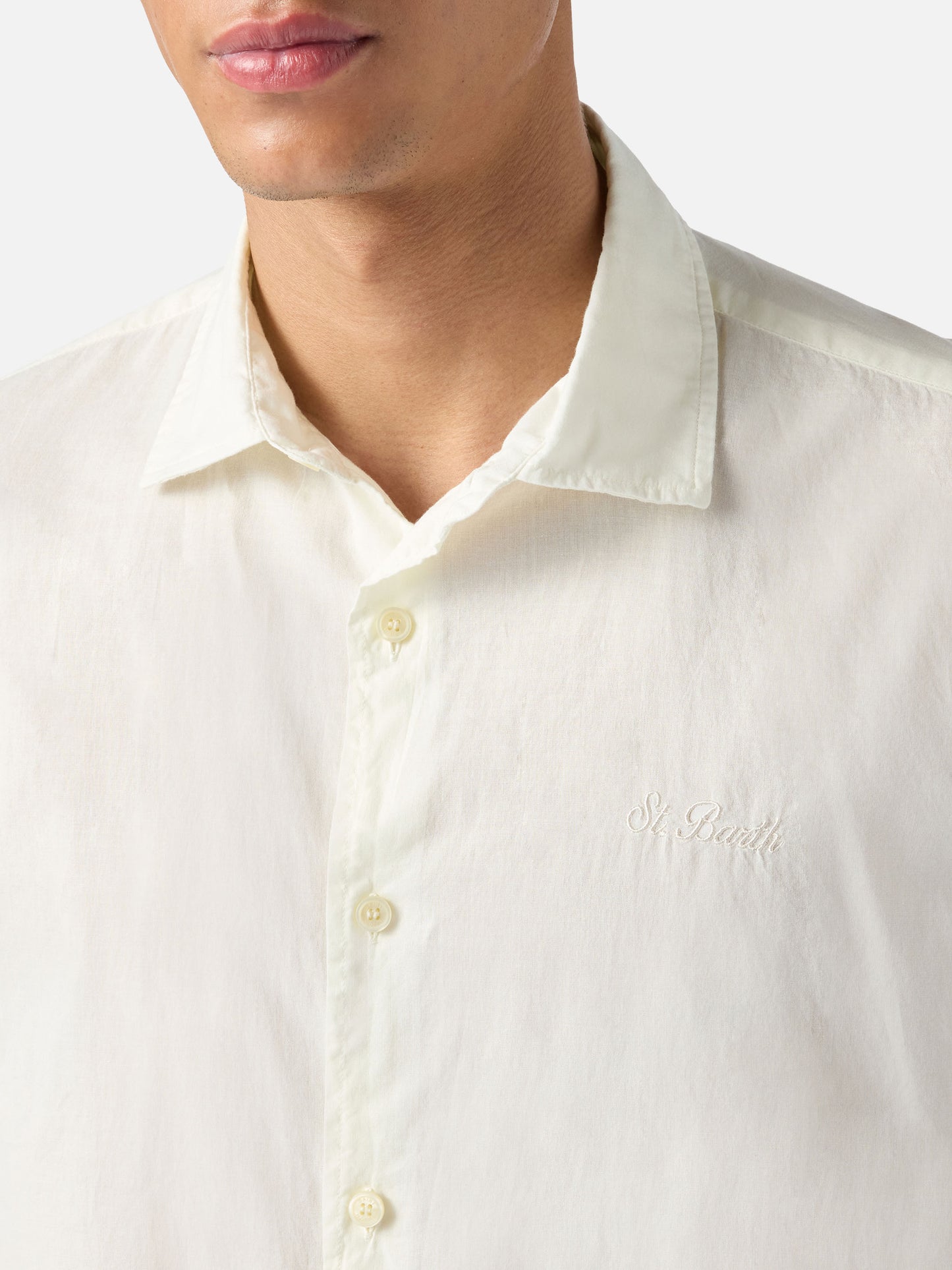 Cream Chemise shirt in pure cotton voile